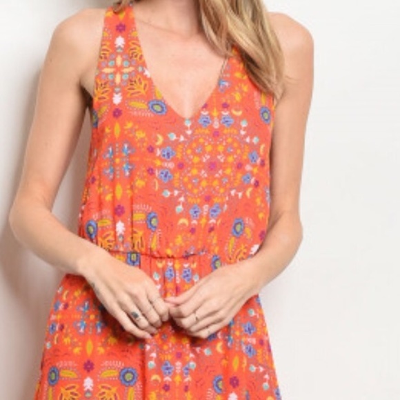 BOHO MAXI Gown ~ Coral Floral Grace - Picture 3 of 8
